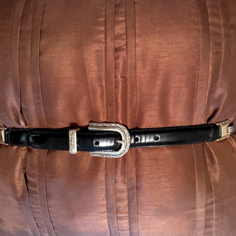 Brighton belt, black and tortoise. Excellent condition.